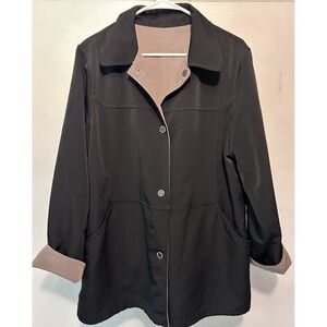 Jones New York Women's Black/Khaki Reversible Coat Size Large EUC